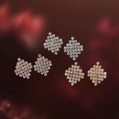  K18YG シルキータッチテニスチェーン[ひし形]ピアス 1.0ct TI-1156