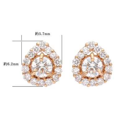 K18ピンクゴールド ドロップデザインダイヤピアス 0.34ct 43-6283
