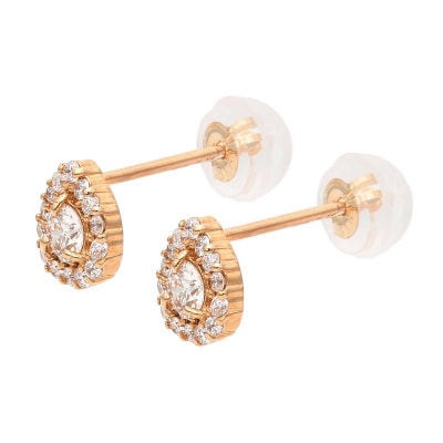 K18ピンクゴールド ドロップデザインダイヤピアス 0.34ct 43-6283