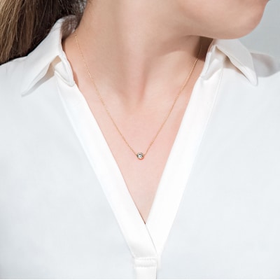 K18イエローゴールドシンプルダイヤモンドネックレス(0.3ct)60-8695