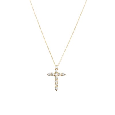 甲府市で製造 18金製 クロス ダイヤモンド ネックレス 0.3ct [1523147]