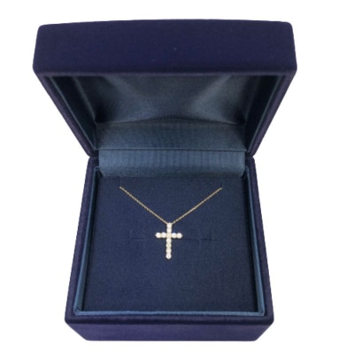 甲府市で製造 18金製 クロス ダイヤモンド ネックレス 0.3ct [1523147]