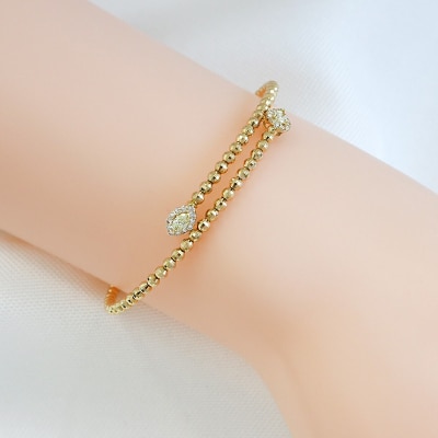 甲府市発 ダイヤモンド ブレスレット K18 0.4ct 形状記憶 [PB-0095-1YGm]