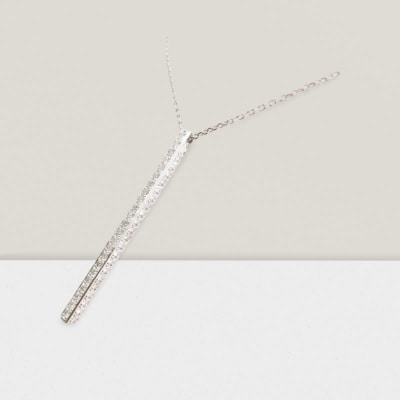 プラチナ製 ハート&キューピッドダイヤ 1.0ct ロング ロッド ネックレス 【1456716】