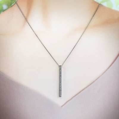 プラチナ製 ハート&キューピッドダイヤ 1.0ct ロング ロッド ネックレス 【1456716】