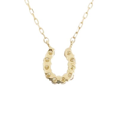 18金製 ハート&キューピッド ダイヤ 0.1ct 馬蹄 ペンダント ネックレス 【1469712】