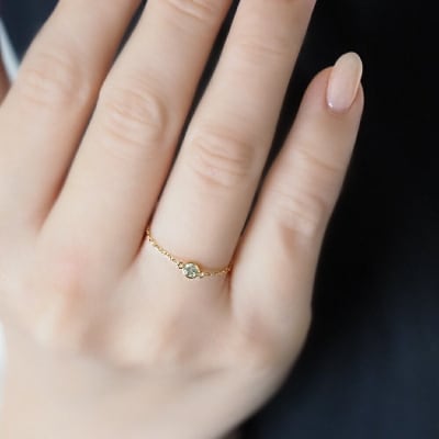 K18 Bezel/ベゼル ダイヤモンド0.1ct チェーンリング 26463
