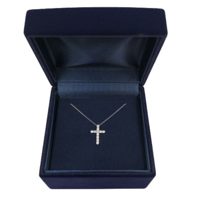 甲府市で製造 プラチナ製 クロス ダイヤモンド ネックレス 0.3ct [SIN13032P]