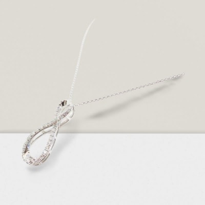 プラチナ製 ハート&キューピッドダイヤ 0.5ct インフィニティー ネックレス 【1458377】