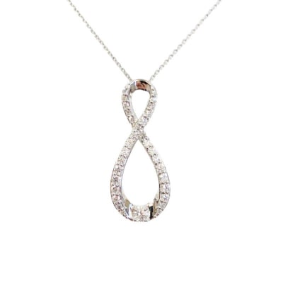 プラチナ製 ハート&キューピッドダイヤ 0.5ct インフィニティー ネックレス 【1458377】