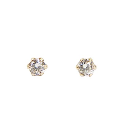 10金イエローゴールド製ダイヤモンド一粒スタッドピアスTotal 0.10ct【1449552】