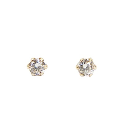 10金イエローゴールド製ダイヤモンド一粒スタッドピアスTotal 0.10ct【1449552】