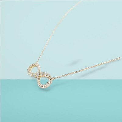 18金製 ハート&キューピッドダイヤ 0.5ct インフィニティー ネックレス 【1459014】