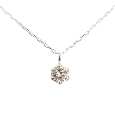 10金 ホワイトゴールド製 1粒 ダイヤモンド 0.08ct プチネックレス 【1449550】