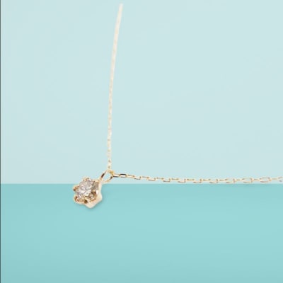 10金イエローゴールド製 1粒 ダイヤモンド 0.08ct プチネックレス 【1449551】