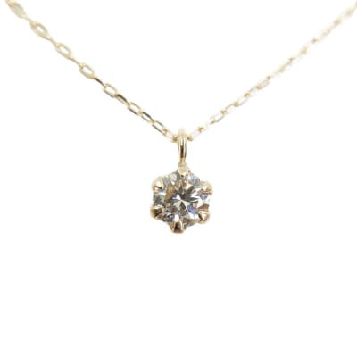 10金イエローゴールド製 1粒 ダイヤモンド 0.08ct プチネックレス 【1449551】