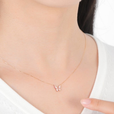 K18 蝶々ペンダント ダイヤ0.10CT　N420DI-R