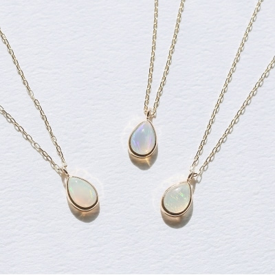 【L&Co.】K10 ペアシェイプオパールネックレス(63-7996)