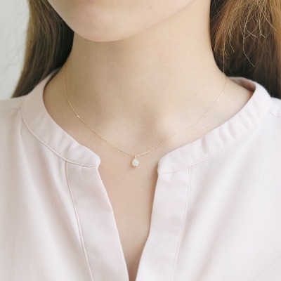 【L&Co.】K10 ペアシェイプオパールネックレス(63-7996)