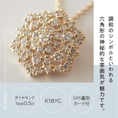 [MADE IN KOFU]K18 六角形レースモチーフダイヤネックレス TI-830