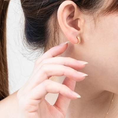 K18イエローゴールド ダイヤモンドフープピアス(0.1ct)46-3426