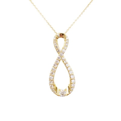 18金製 ハート&キューピッドダイヤ 0.5ct インフィニティー ネックレス 【1458376】