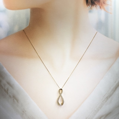 18金製 ハート&キューピッドダイヤ 0.5ct インフィニティー ネックレス 【1458376】