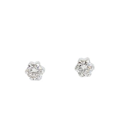 10金ホワイトゴールド製ダイヤモンド1粒スタッドピアス Total 0.10ct 【1449553】