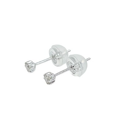 10金ホワイトゴールド製ダイヤモンド1粒スタッドピアス Total 0.10ct 【1449553】
