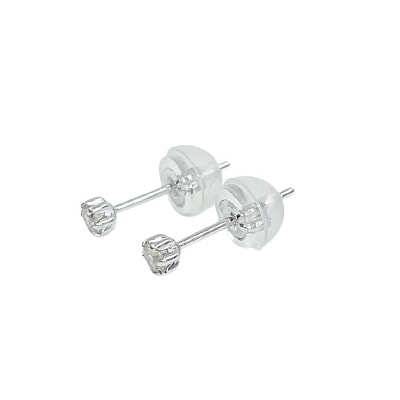 10金ホワイトゴールド製ダイヤモンド1粒スタッドピアス Total 0.10ct 【1449553】