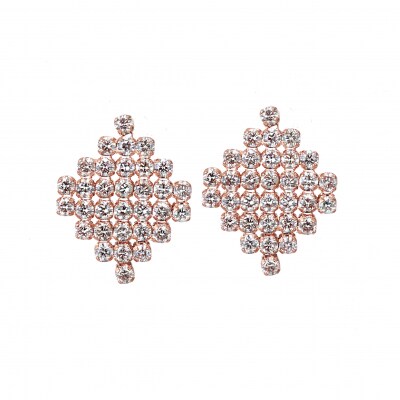  K18PG シルキータッチテニスチェーン[ひし形]ピアス 1.0ct TI-1157