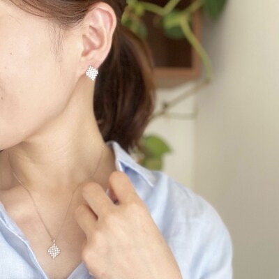  K18PG シルキータッチテニスチェーン[ひし形]ピアス 1.0ct TI-1157