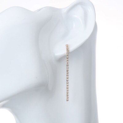  K18YG シルキータッチテニスチェーン[シングル]ピアス 1.0ct TI-1140