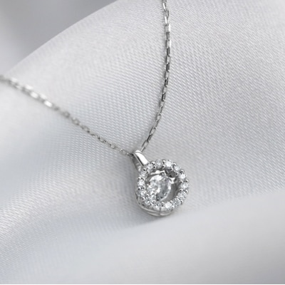 ダンシングストーンダイヤペンダント(ネックレス)mineプラチナ0.05ctシンプルFTW-2512