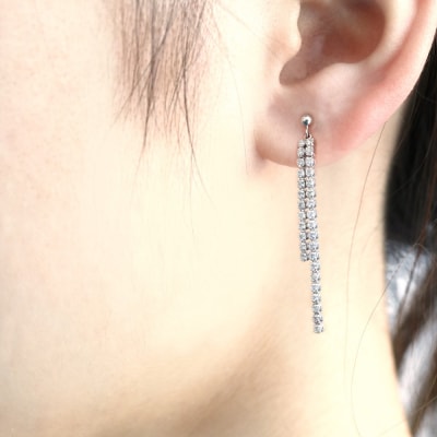 テニスチェーンピアス【flow thread】プラチナ・0.80ct　TE-1049