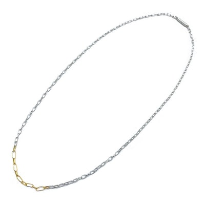 SV925　K18　コンビ　チェーンネックレス　甲丸小豆　GSV-8004