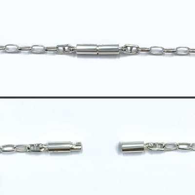 SV925　K18　コンビ　チェーンネックレス　甲丸小豆　GSV-8004