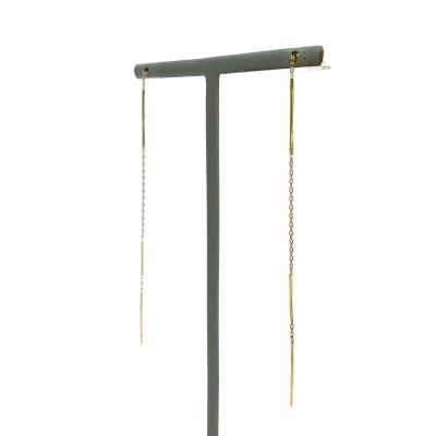 K18　ゴールド　バー&チェーンアメリカピアスGMJ-1050