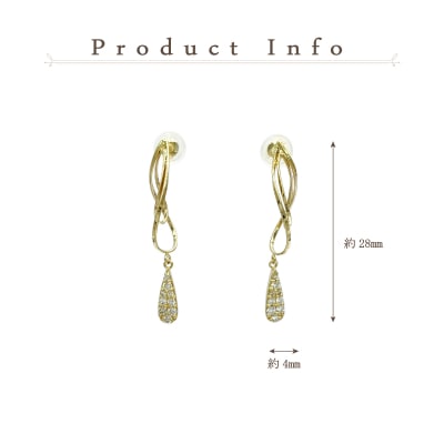 K18G 0.20ct スタッド　雫型パヴェダイヤモンドピアスD GD-3030(K18YG)