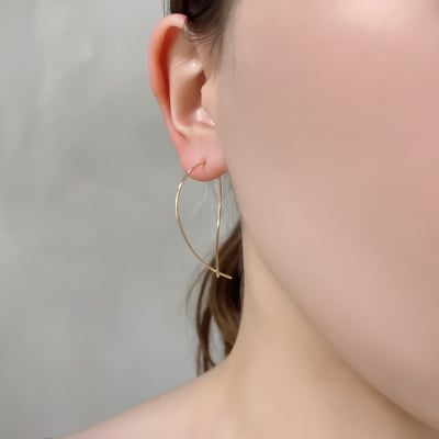 ツユ型　フープピアス　モチーフピアス　K14ゴールドフィルドドロップフープピアスGFP-1006