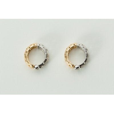 【ジュエリーの街、山梨県甲府市】K18YG/K18WGリバーシブルピアリング E4726