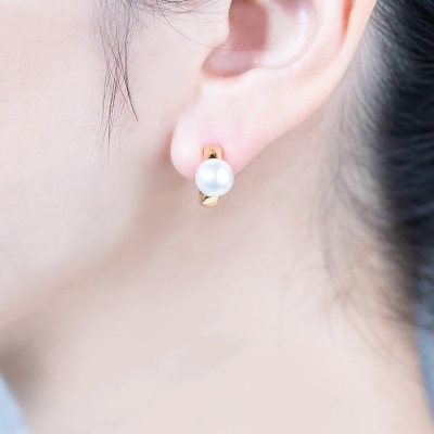 【ジュエリーの街、山梨県甲府市】8ミリ アコヤ真珠 K18 ピアリング 39-17Y