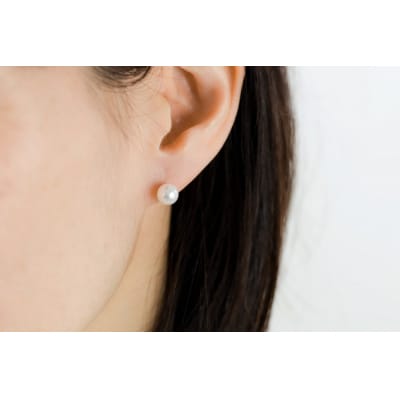 【K18】7.0-7.5mmアコヤ真珠ピアス/No.92