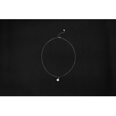 【プラチナ】9mm 白蝶真珠一粒チェーンネックレス/No.89