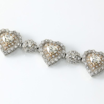 PT900/K18PG　ハートネックレス　ダイヤモンド【14.11ct】鑑別書付　K05154-H