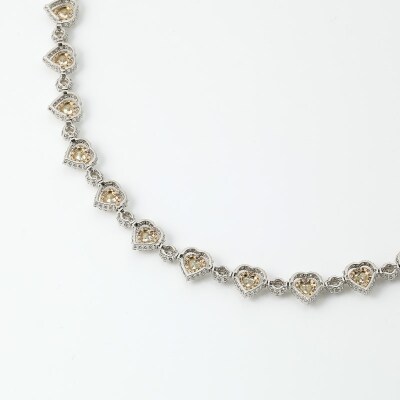 PT900/K18PG　ハートネックレス　ダイヤモンド【14.11ct】鑑別書付　K05154-H