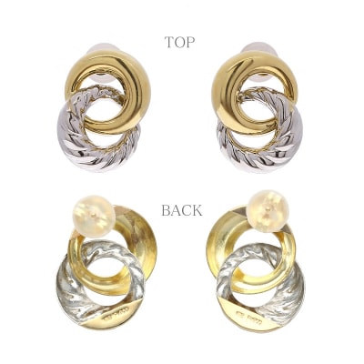 K18イエローゴールド/プラチナ コンビデザインピアス 46-6533