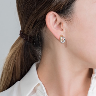 K18イエローゴールド/プラチナ コンビデザインピアス 46-6533