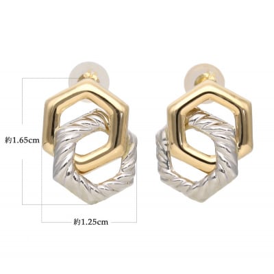 K18/プラチナ コンビデザインピアス 43-6279