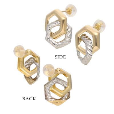 K18/プラチナ コンビデザインピアス 43-6279